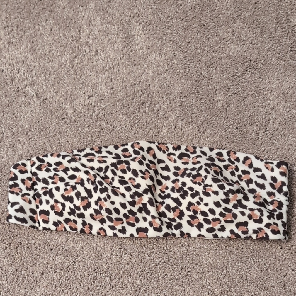 Aerie leopard print Bandeau Swim Top